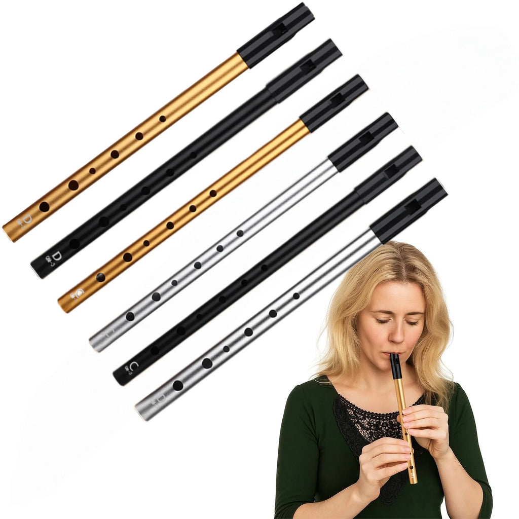Miwayer Authentic Irish Whistle w/6 Holes Flute C/D Key Folk Sound Durable & Lightweight for Outdoor Play Easy-to-Play Beginners