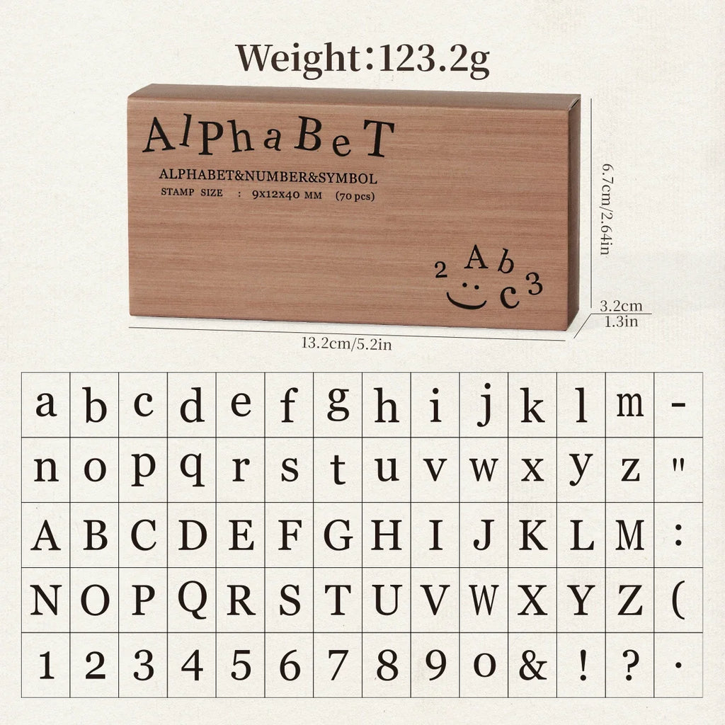 Journal GO 70pcs/set Wooden Rubber Alphabet Letter Number Stamp Set for Card Collage Junk Journal Scrapbooking DIY Standard Seal