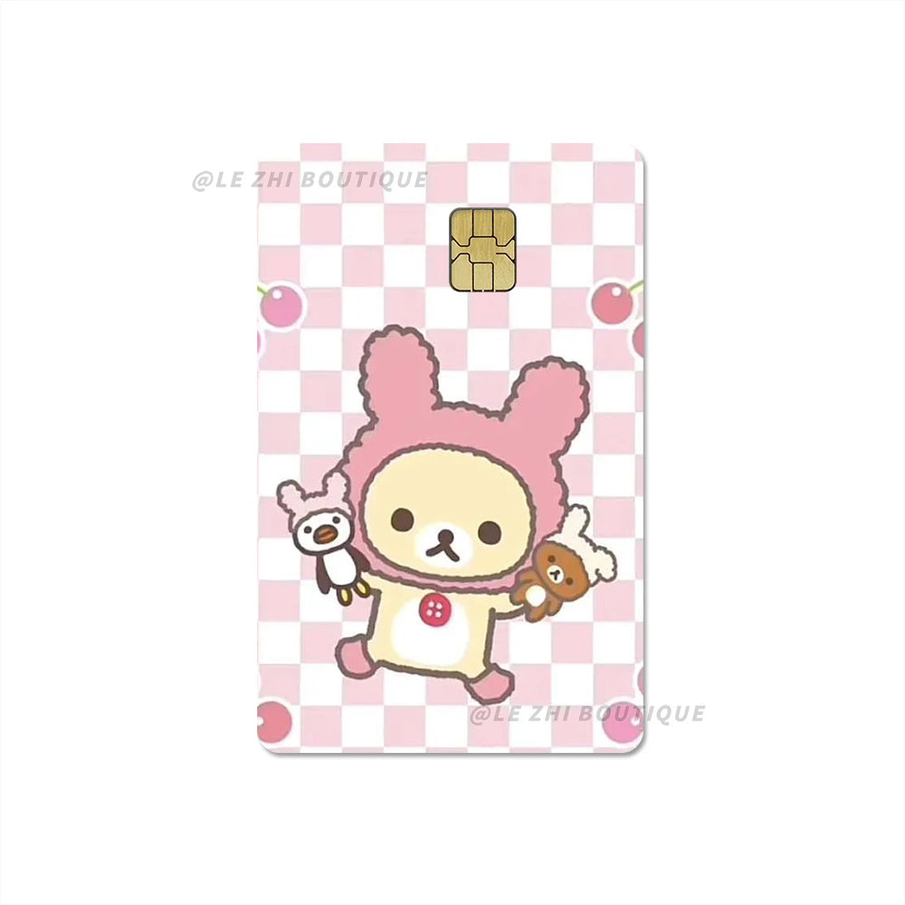 Japan Anime Cute Cartoon Bear Credit Debit Card Sticker Kawaii Bus Pass Diy Waterproof Small Chip Film Sticker Decoration