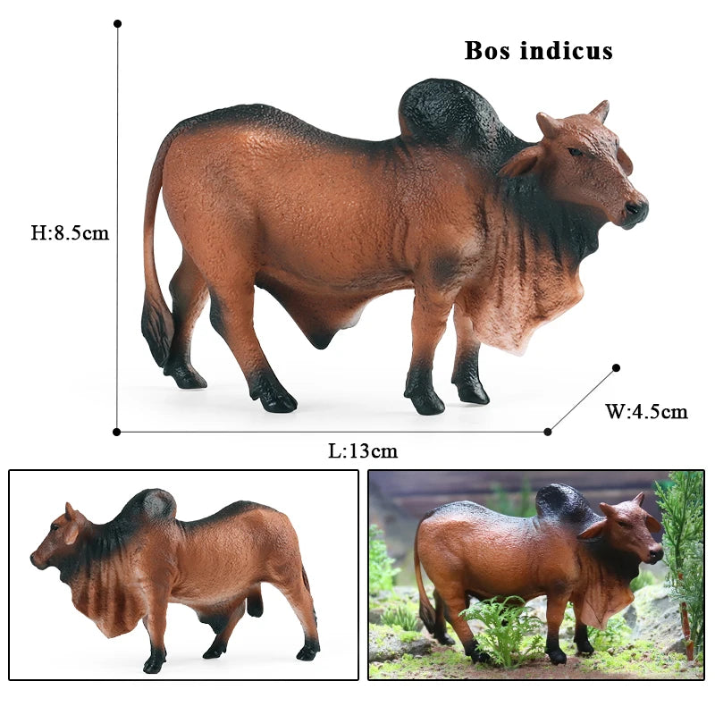 Oenux Simulation Cute Farm Animals Milk Cow Cattle Calf Angus Bull OX Buffalo Model Action Figures Educational Cute Toy Kid Gift