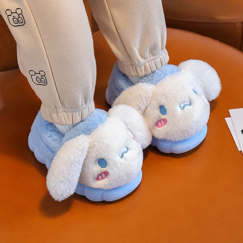Pokemon Anime Pikachu Autumn/Winter Children'S Cute Flat Plush Slippers Soft Sole Non-Slip Warm Indoor Home Cotton Shoes Gifts