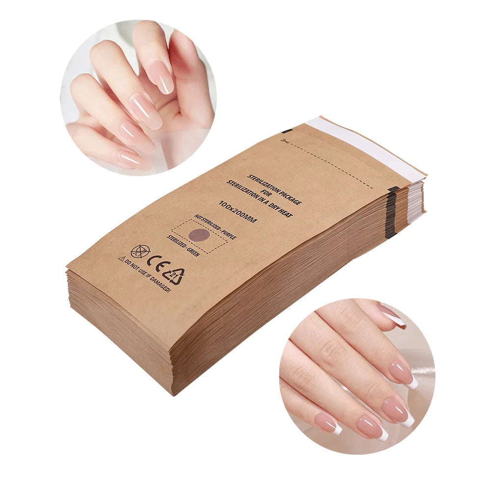 50/100Pcs Kraft Paper Bag Disposable Sterilization Disinfection Bag Nail Tools Sterilizer Manicure Bags sterilization Pouch
