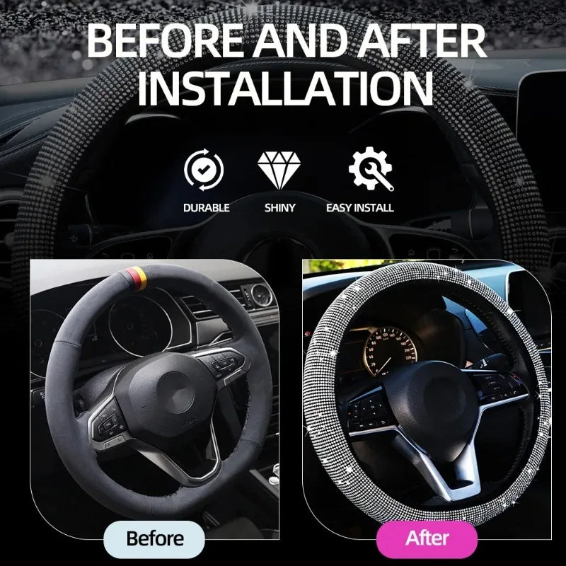 Universal Car Steering Wheel Cover Protector Anti-Slip Universal Size Fit 15inch /38cm Diameter Fashionable Car Accessories