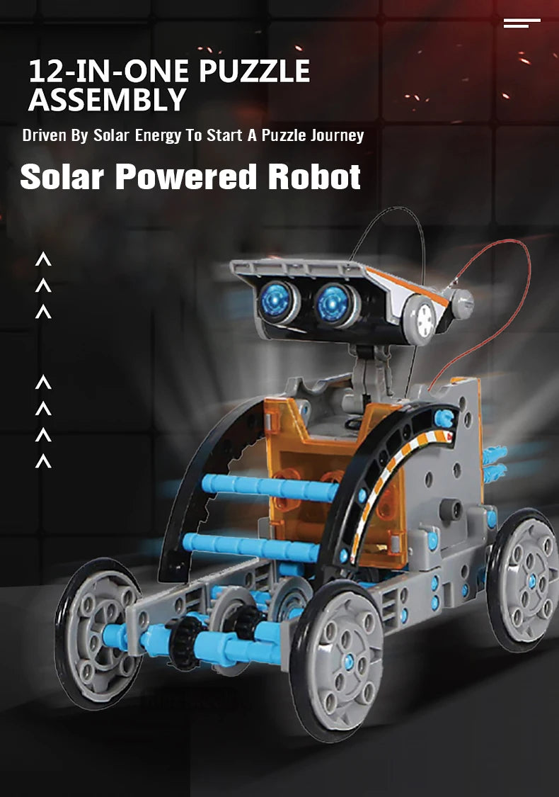 12 in 1 Science Experiment Solar Robot Toy DIY Building Powered Learning Tool Education Robots Technological Gadgets Kit for Kid