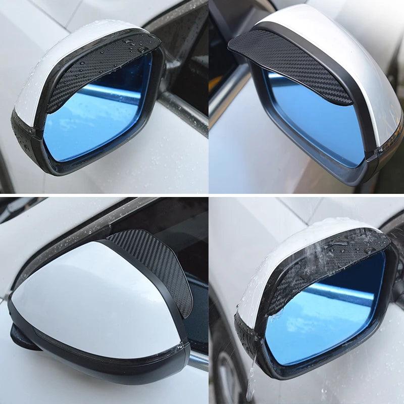 2Pcs Carbon Fiber Car Rearview Mirror Rain Shield Eyebrow Flexible Car Rearview Mirror Rain Shield Protector Eyebrow Rain Cover