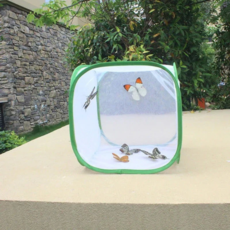 Collapsible Insect Cage Mesh Habitat Bird Butterfly Mantis Stick Grid Breeding Cricket Net Cloth Farm Cocoon Silkworm Hatch Cage