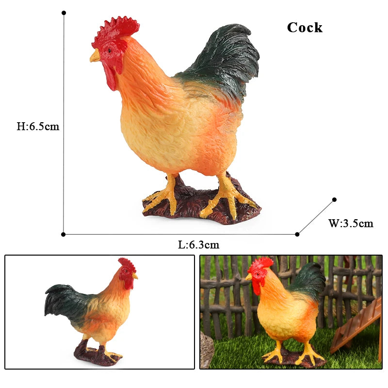 Oenux Farm Model Simulation Goose Duck Pig Hen Cow Horse Sheep Action Figures Poultry Animals Figurine Miniature Cute Kids Toy