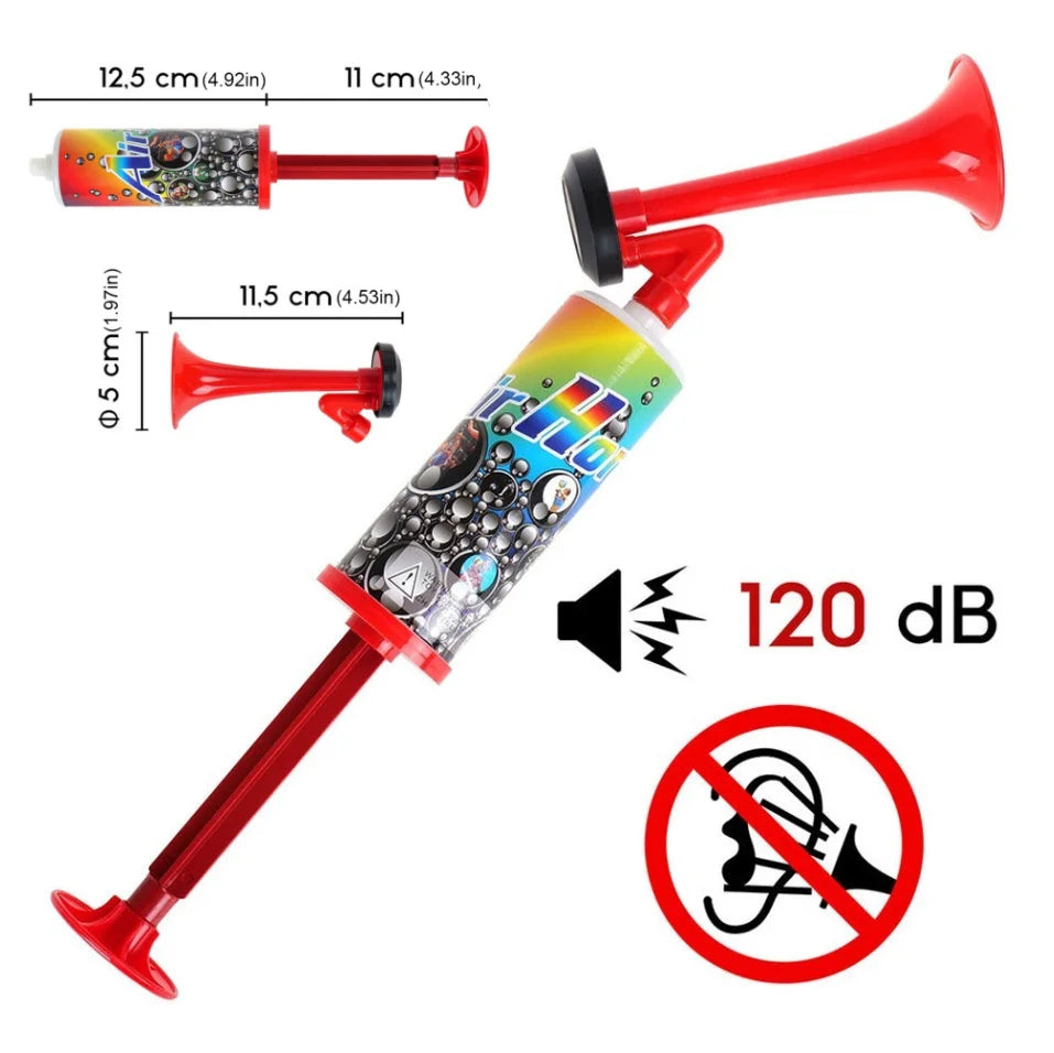 Portable Football Stadium Horn Soccer Air Cheering Horn Mini Handpush Pump Air Horn for Boating Sports Events Birthday Parties