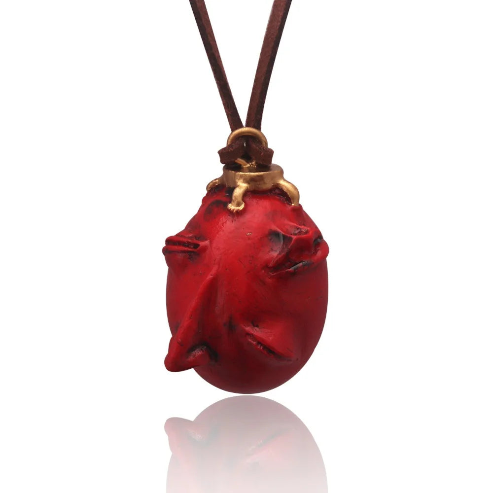 Fashing Popular anime Red Elliptical three-dimensional pendant Necklace Egg Of King Cosplay  Arc Resin Pendant Accessories Gift