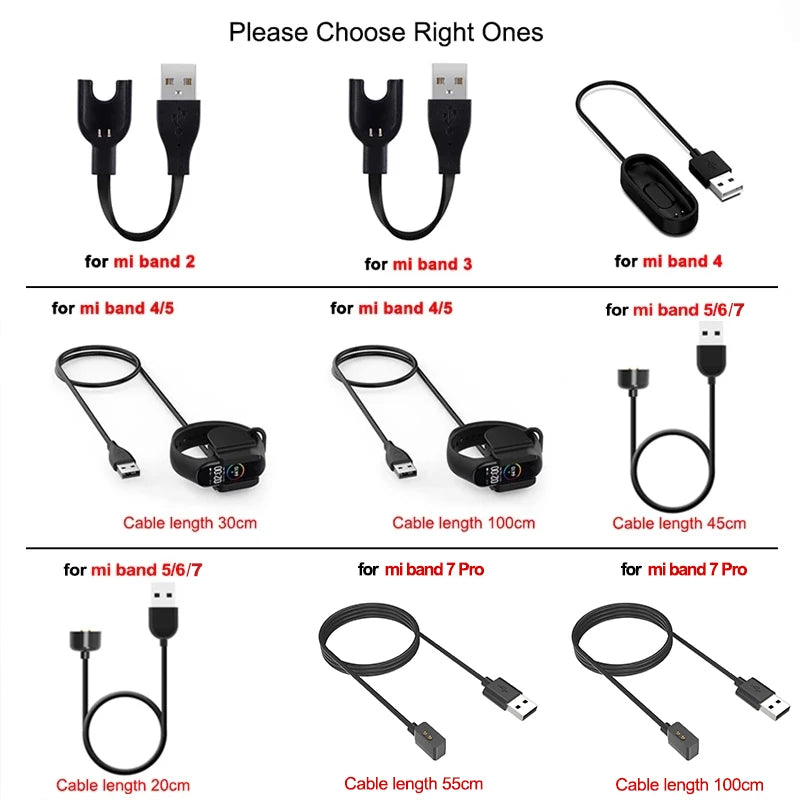 Magnetic Chargers for Xiaomi Mi Band 7 Pro USB Charging Cable for MiBand 6 5 4 3 2 Pure Copper Core Power Cord Smartband Charger