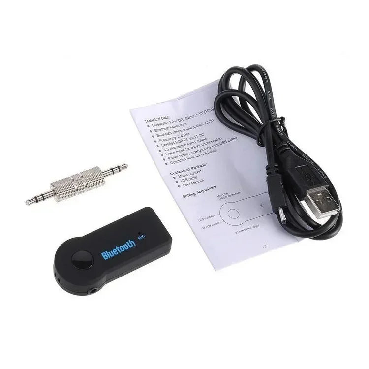 Bluetooth 5.0 Wireless Audio Receiver 3.5mm AUX Car Adapter, Mobile Phone Hands-Free Stereo Music Converter Wireless Car Adapter