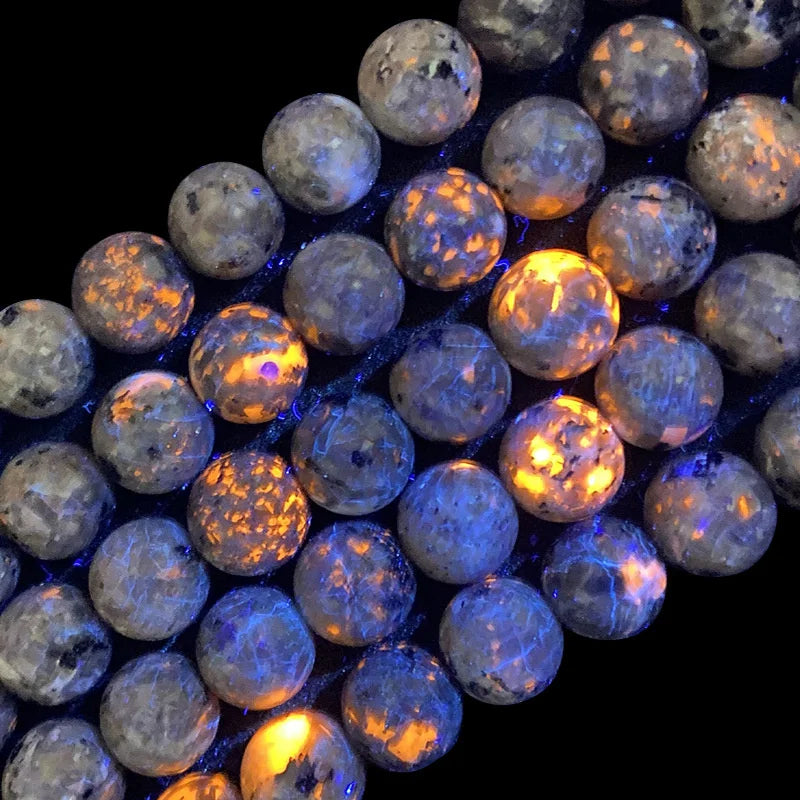 Natural Stone Round Flame Stone Beads Yooperlite Fire Sodalite Loose Spacer Beads for Jewelry Making DIY Bracelets Necklace 15''