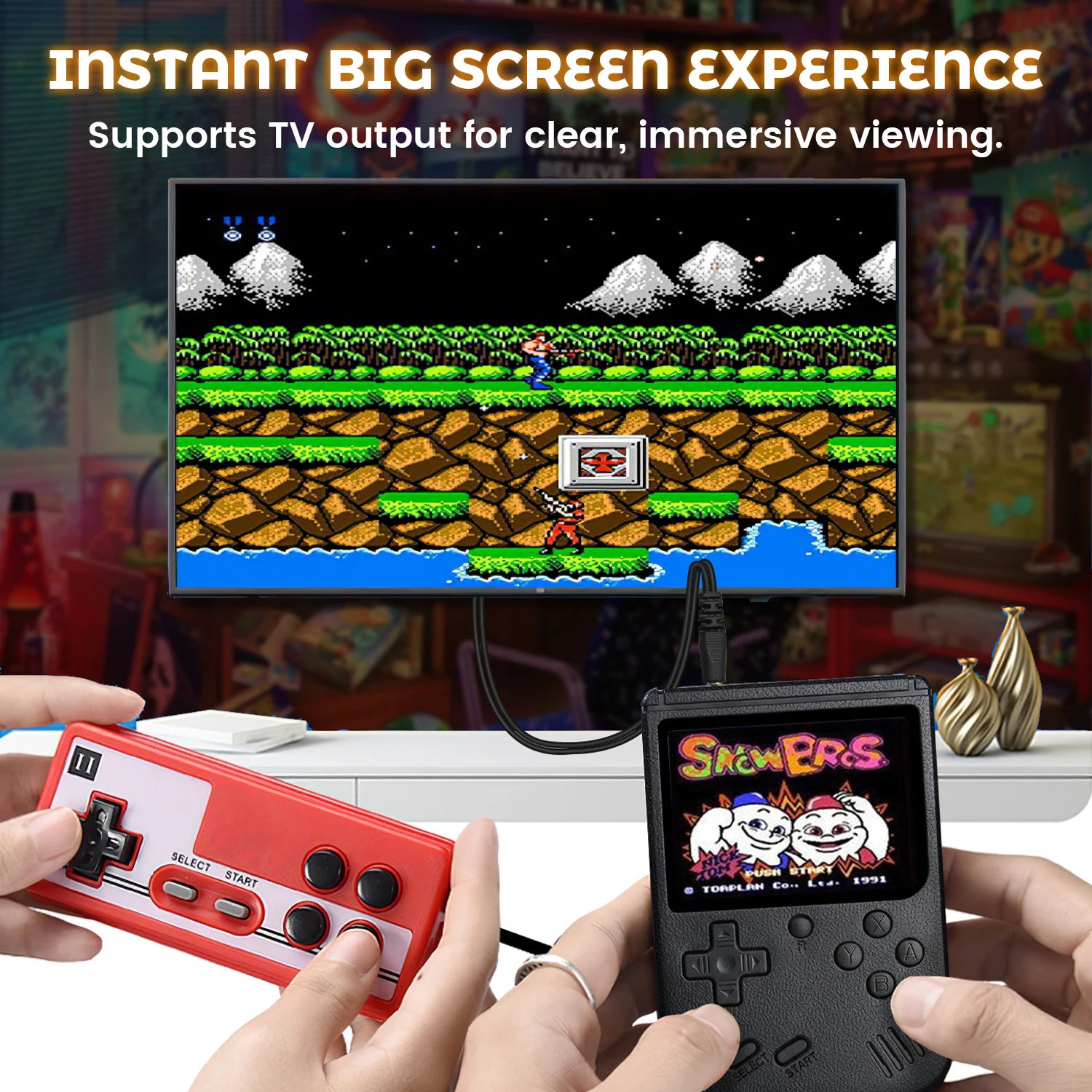 Cute Color Portable Mini Plus Handheld Video Game Console 3.0 Inch Color LCD Kids Color Game Player Built in 500 Games
