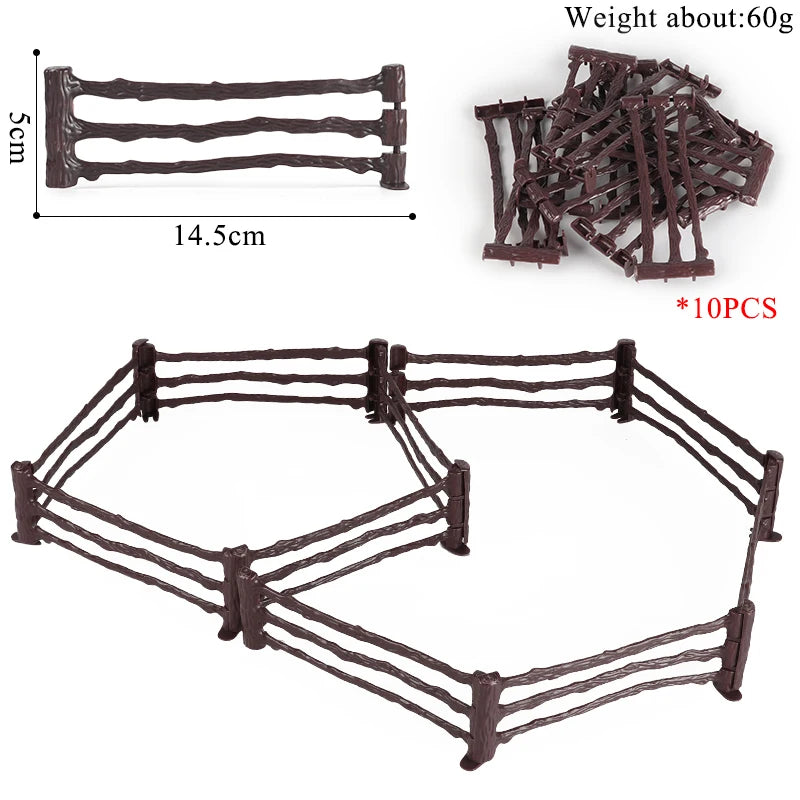 Oenux Home Decoration Equestrian Fencing Palm Trees Simulation Farm Cow Horse Animal Model Action Figures Miniature Cute Kid Toy