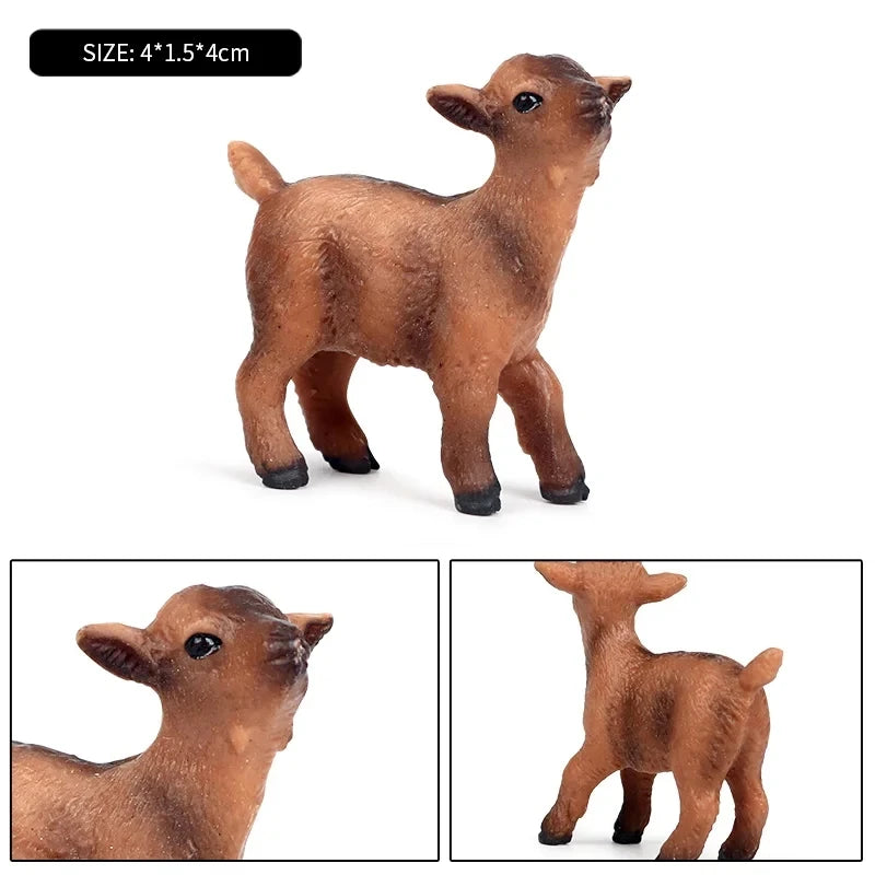 Oenux Classic Farm Animal Simulation Sheep Goat Argali Antelope Model Action Figure Poultry Figurines Cute Toy For Kid Gift