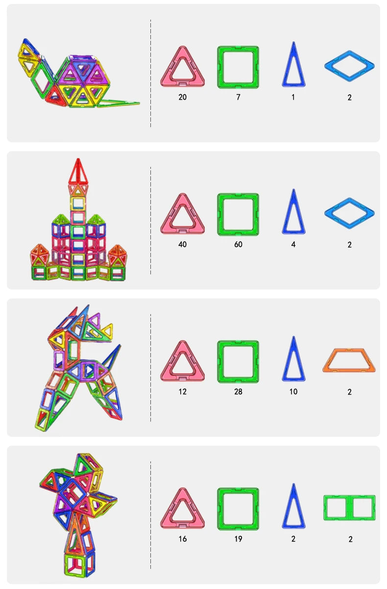 large Magnetic tiles Designer Magnet Building Blocks Accessories Educational Constructor Toys For Children Kids Girls Set Gift