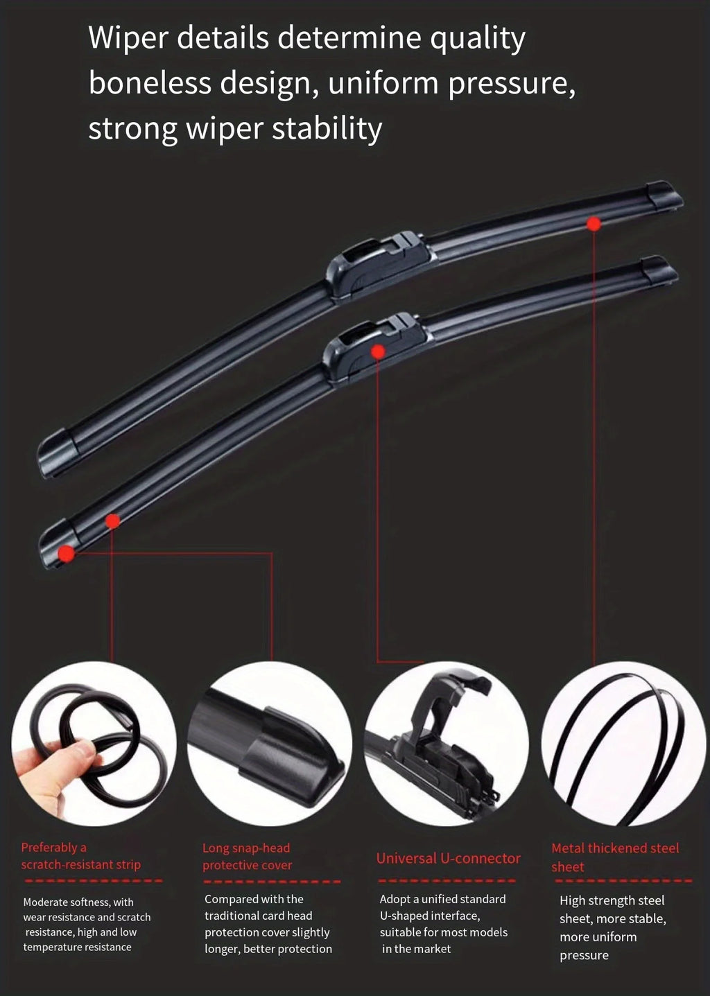 For Nissan Micra K12 2002-2010 Car Wiper U-type Soft Rubber Boneless Wiper HD Quiet Durable Automotive Wiper 21"+18"