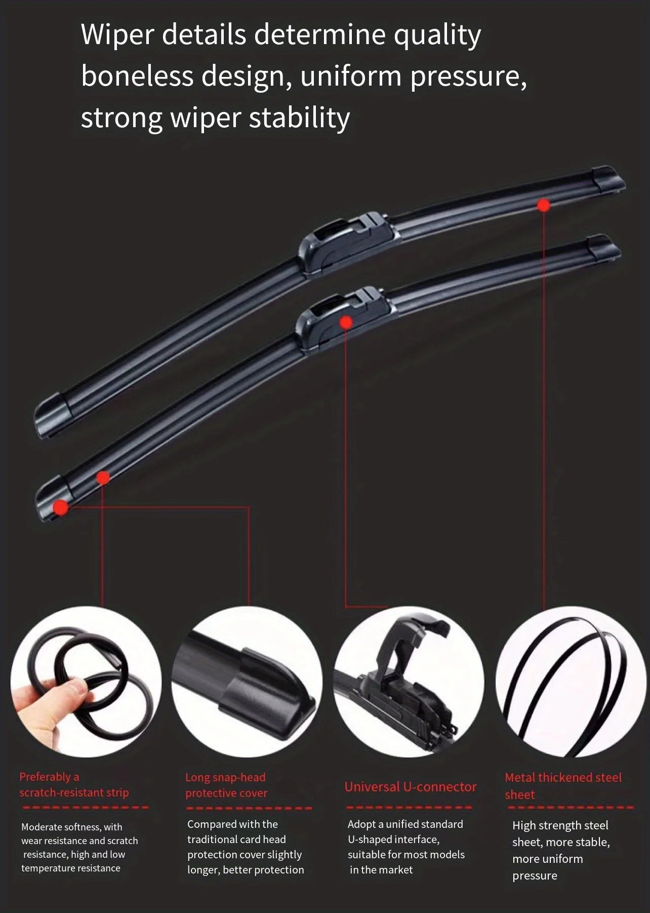 For Nissan Micra K12 2002-2010 Car Wiper U-type Soft Rubber Boneless Wiper HD Quiet Durable Automotive Wiper 21"+18"
