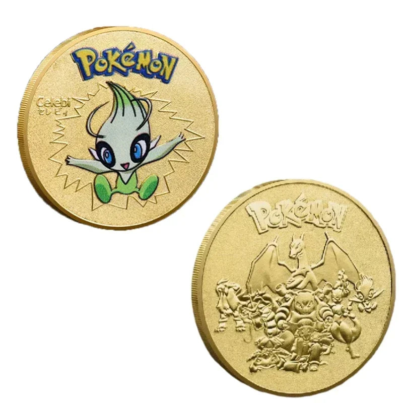 Anime Gold Plated Gold Coin Game Commemorative Coin Pikachu Mewtwo Charizard Gold Coin Game Collection childrens gift