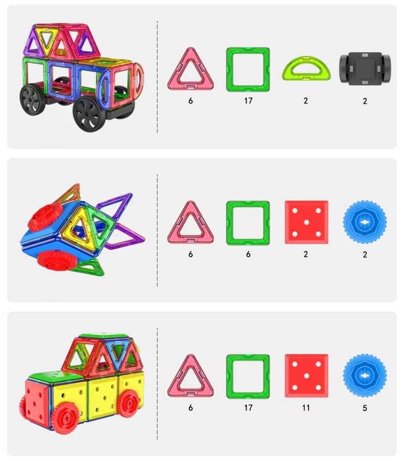 large Magnetic tiles Designer Magnet Building Blocks Accessories Educational Constructor Toys For Children Kids Girls Set Gift