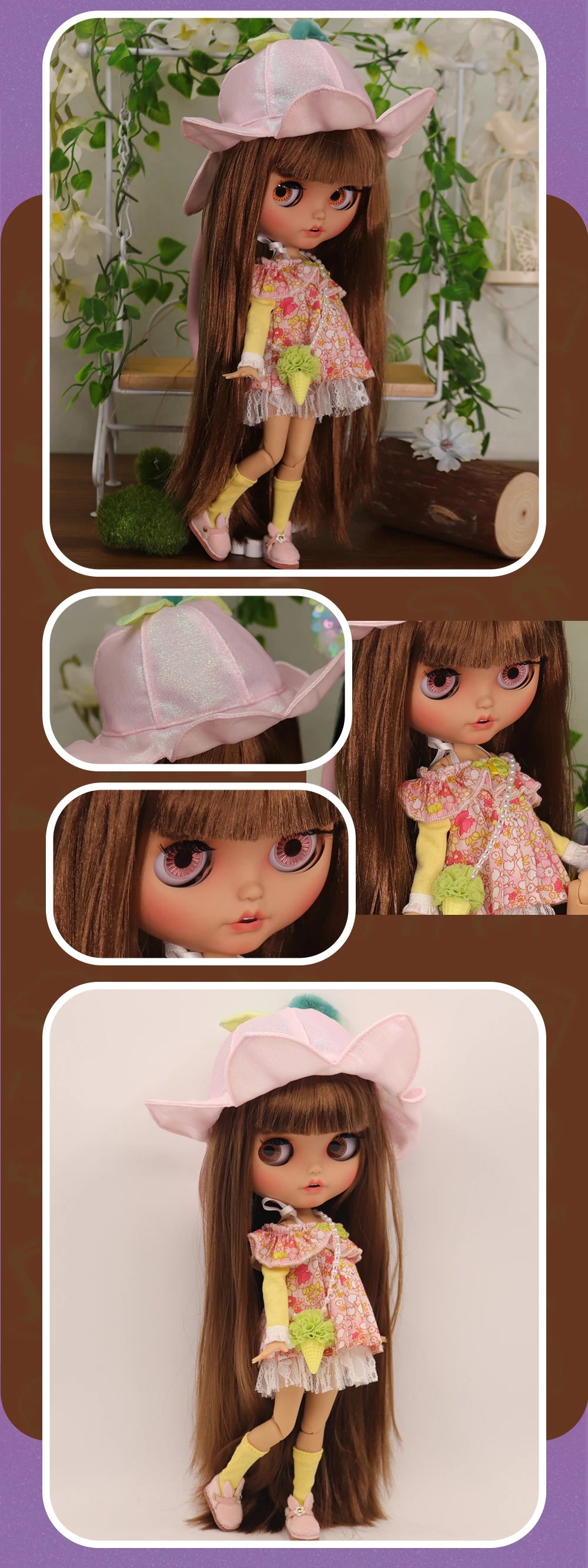 ICY DBS Blyth Doll Pouting Mouth Tan Skin Matte Face Joint Body 1/6 BJD OOAK Ob24 Anime Girl