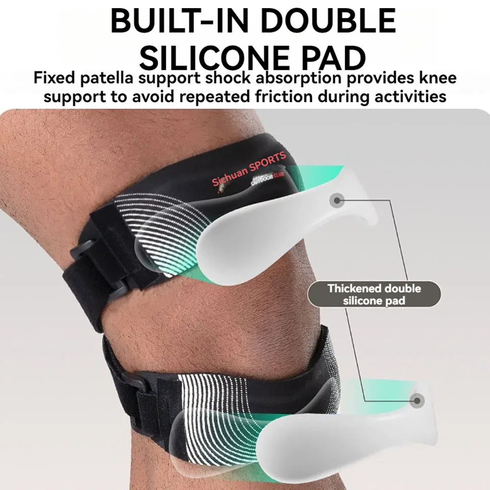 GTUBIKE 1PCS Patella Knee Brace for Meniscus Tear,Adjustable Compression Patellar Tendon Support Strap with Patella Pads