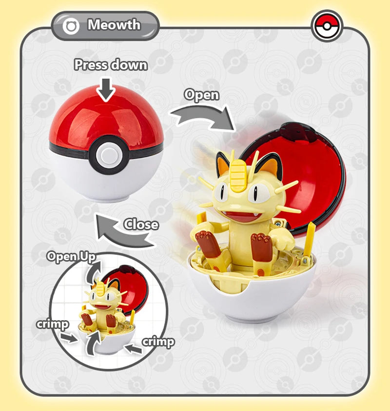 Funny Pokemon Transformation Cartoon Model Pokeball Pikachu Toys Scalable Anime Figure Dolls Model Ornaments Kids Birthday Toys