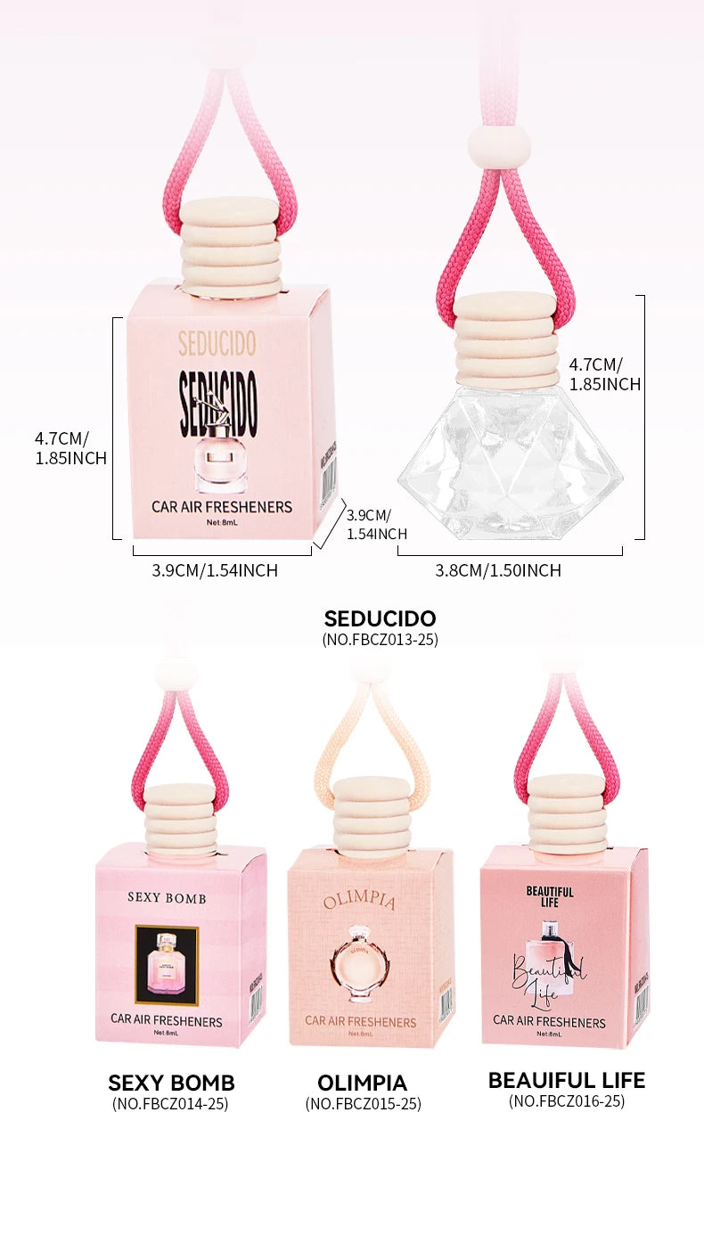 4pcs Pink car fragrance car interior accessories, perfume pendant car supplies, fresh air car fragrance