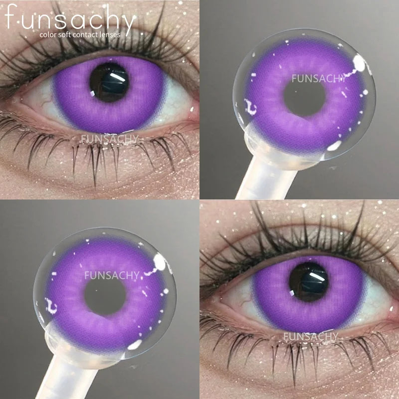 FUNSACHY 1Pair Colorful Cosplay Contact Lenses for Eyes Colored Fashion Pink Contacts Lens Green Cosmetic Pupil Yearly Red Lens