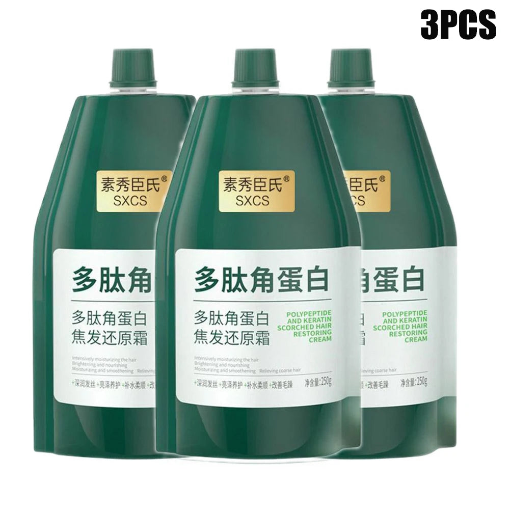 250g Polypeptide Keratin Deep Conditioner Hair Mask Keratin Hair Restoring Cream Dry Damaged Hair Treatment Burnt Hair Restoring
