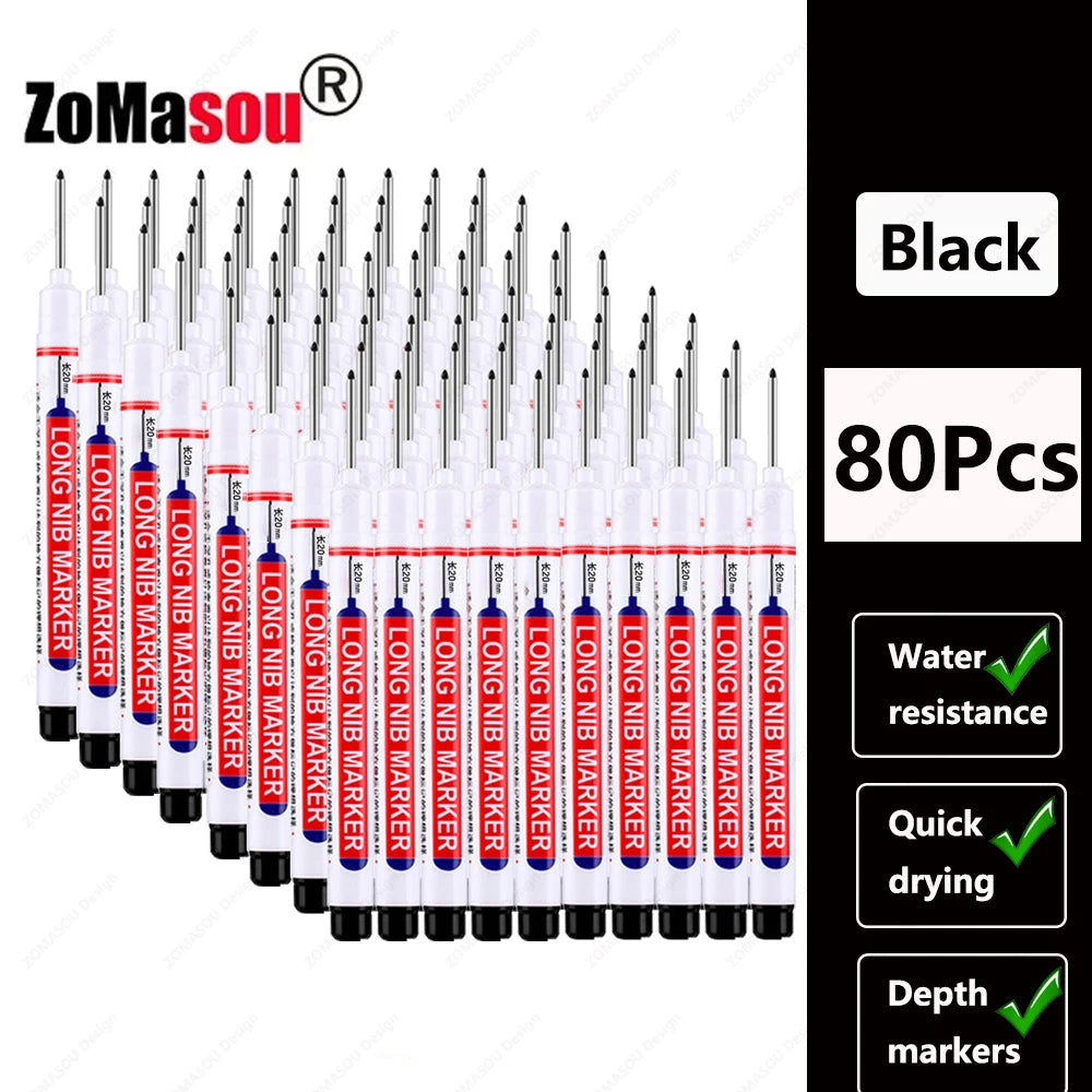 1-100Pcs 2cm Waterproof Long Head Markers Deep Hole Marker Pen for Metal Carpenter Red/Black/Blue/Green Ink Woodworking Tools