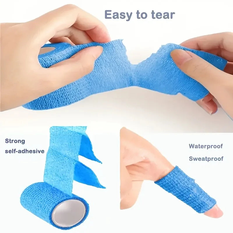 10pcs Elastic Self-Adhesive Athletic Tape Bandage 2.5/5/10cm Non-Woven Universal Fit for Sports Foot Support Joint Protection