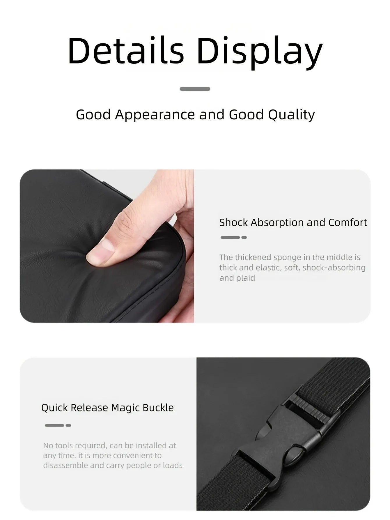 TOSUOD Bicycle Backseat Cushion Soft Comfortable Bike Seat For Men & Women Easy Installation Detachable Bicycle Parts