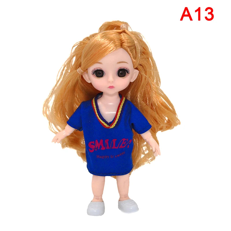 BJD 16CM Doll 13 Movable Joints Casual Fashion Princess Clothes Suit Accessories Nude Decoration Multicolor Hair Girl Gift Toy