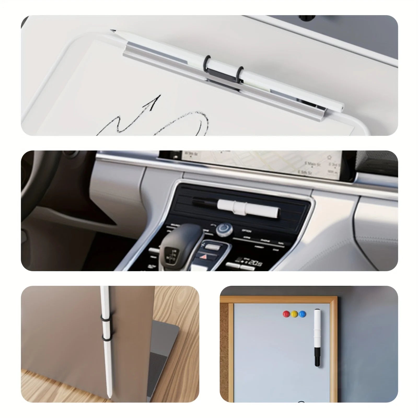 Magnetic Pen Holder Office Whiteboard Adhesive Pencil Hooks Adjustable Silicone Magnet Marker Holder For Refrigerator Blackboard