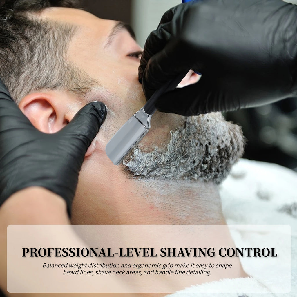 New Professional Baber Beard Straight Edge Shaving Razor Men Hair Removal Tools, Wooden Handle, Anti-Slip Grip for Home Shaving