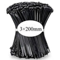 100 PCS Self-locking Plastic Nylon Tie Black Fastening Strap Cable-Tie-Set Cable Zip Tie Fastening Ring Zip Wraps Strap Tie