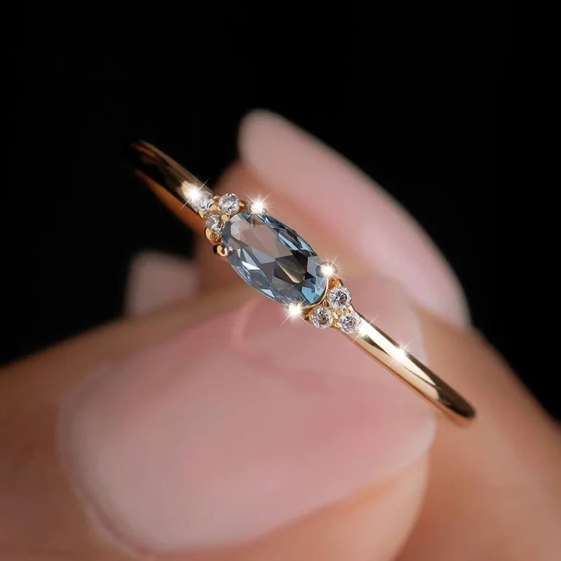 Vintage Trend Oval Set Zirconia Women's Ring Niche Personalized Creative Holiday Party Jewelry Accessories Gifts