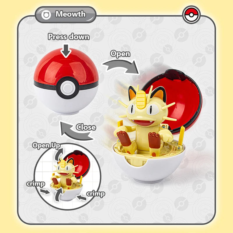Funny Pokemon Transformation Cartoon Model Pokeball Pikachu Toys Scalable Anime Figure Dolls Model Ornaments Kids Birthday Toys