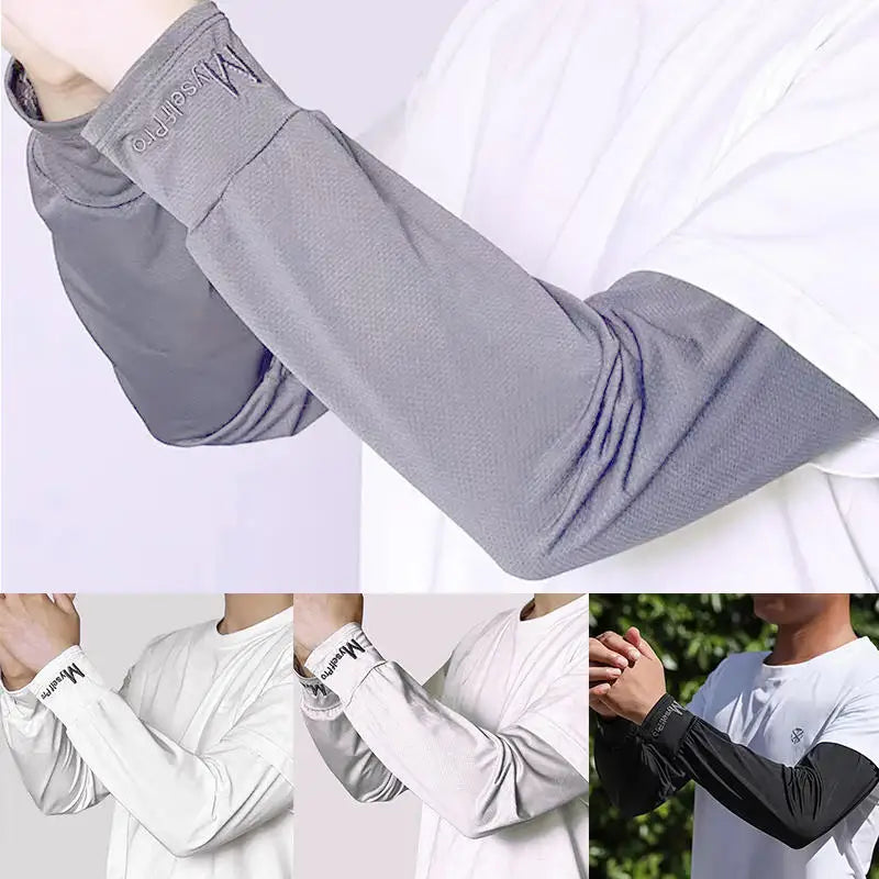 Cooling Arm Sleeves Breathable Sun Protection Ice Slik Sleeves Summer Outdoor Sports Driving Cycling Sleeves Men Loose Arm