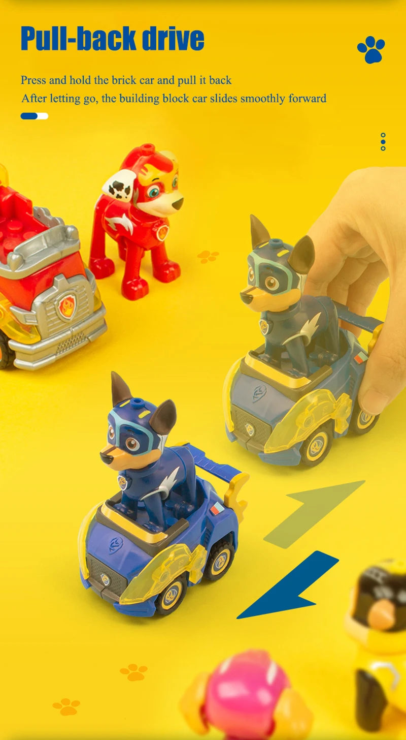 Genuine Paw Patrol PVC Cartoon Model Car 4-6cm Ryder Mashall Chase Rubble Skye Puppy Patrol Toys Figure Children Christmas Gifts