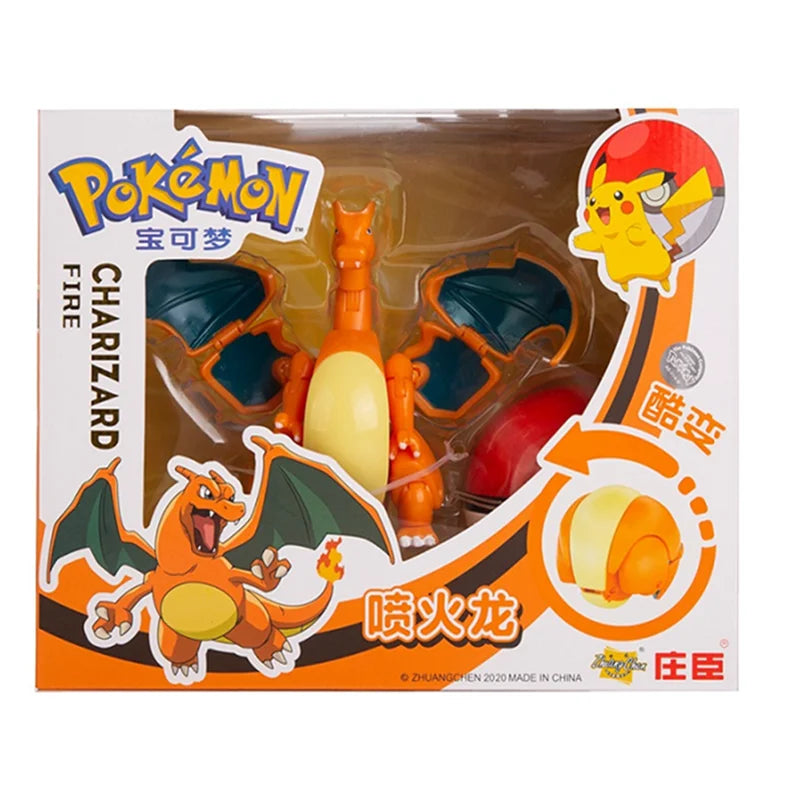 About Pokemon Anime Figure Charizard Pikachu Gyarados  Pocket Monster Figure Pokeball Action Deformation Toy Model Gift