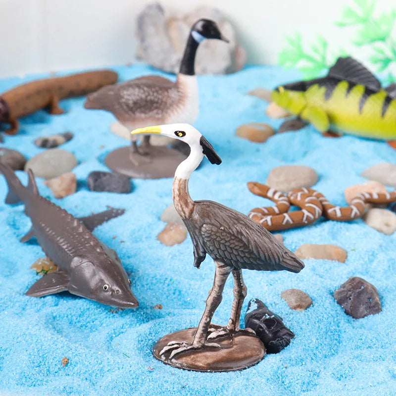 Oenux Mini Wild Wild Forest Animals Insect Dinosaur Model Owl Fox Squirrel Hedgehog Fox Frog Figurines Cake Toppers Kid Toy Gift