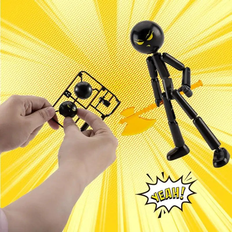 1 Set Novelty Action Figure Stickman Assembled Robot Movable Multi-jointed Stickman Toy 3d Printing Mannequin