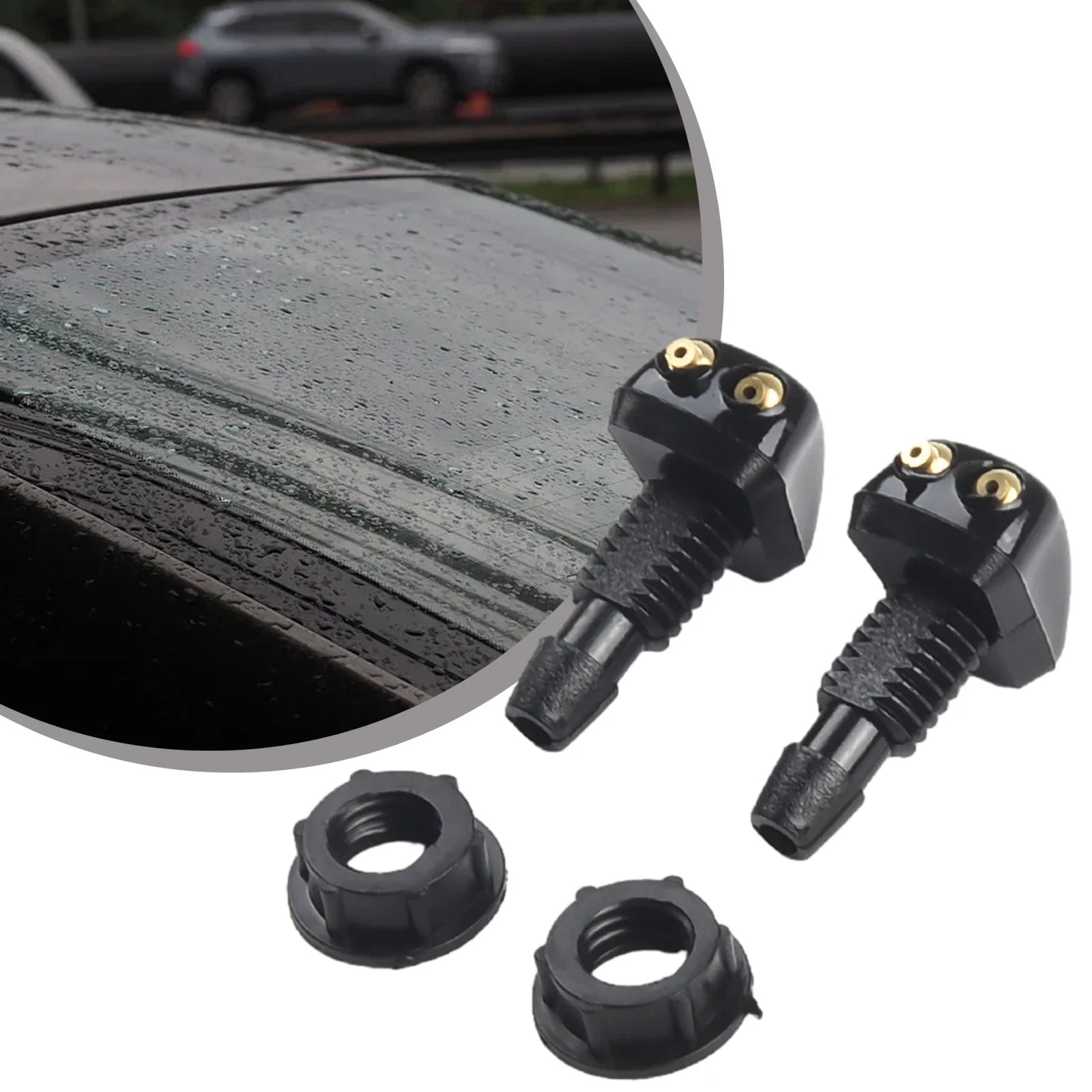 Sale 2Pcs Car Windshield Wiper Washer Spray Nozzle Fits Most Car Models Car Dual Holes Windshield Washer Nozzle Water Spray