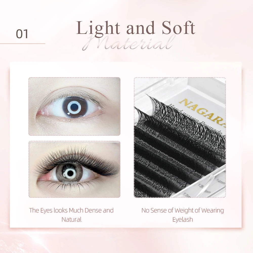 NAGARAKU Double Tips 3D W Shape False Eyelash Extensions Premade Volume Fans Autofan Lashes Bloom Mesh YY Eyelashes 6D