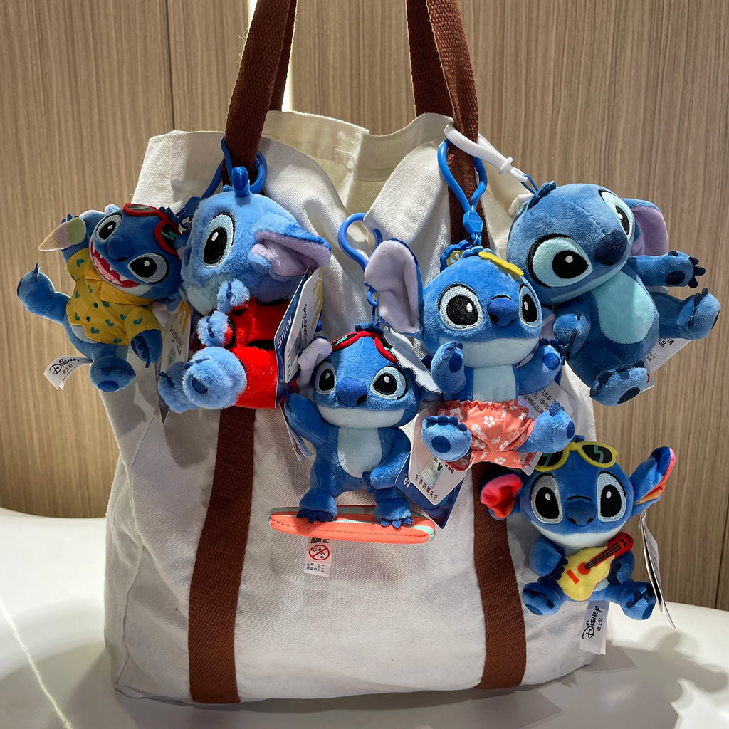 Genuine Disney Stitch Lotso Plush Toys Keychain Pendant Accessories Cute Cartoon Stuffed Doll Key Ring Toys Key Chain Gift