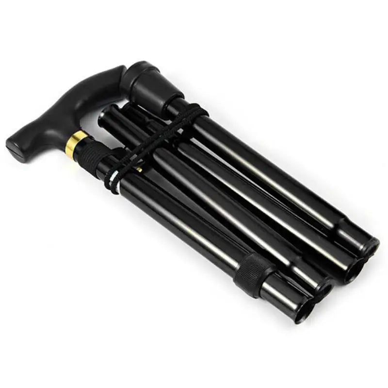 Telescopic Walking Stick Outdoor Hiking Trekking Poles Aluminum Alloy Metal Folding Cane Crutches Pole For Elderly People