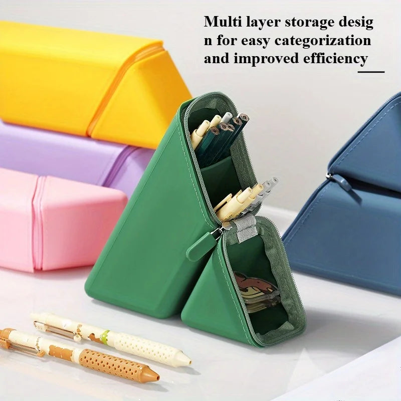 Foldable Silicone Pen Holder-Large Capacity Expandable Pencil Cup for Desk, Study & Office, Portable Gift for Students/Teachers