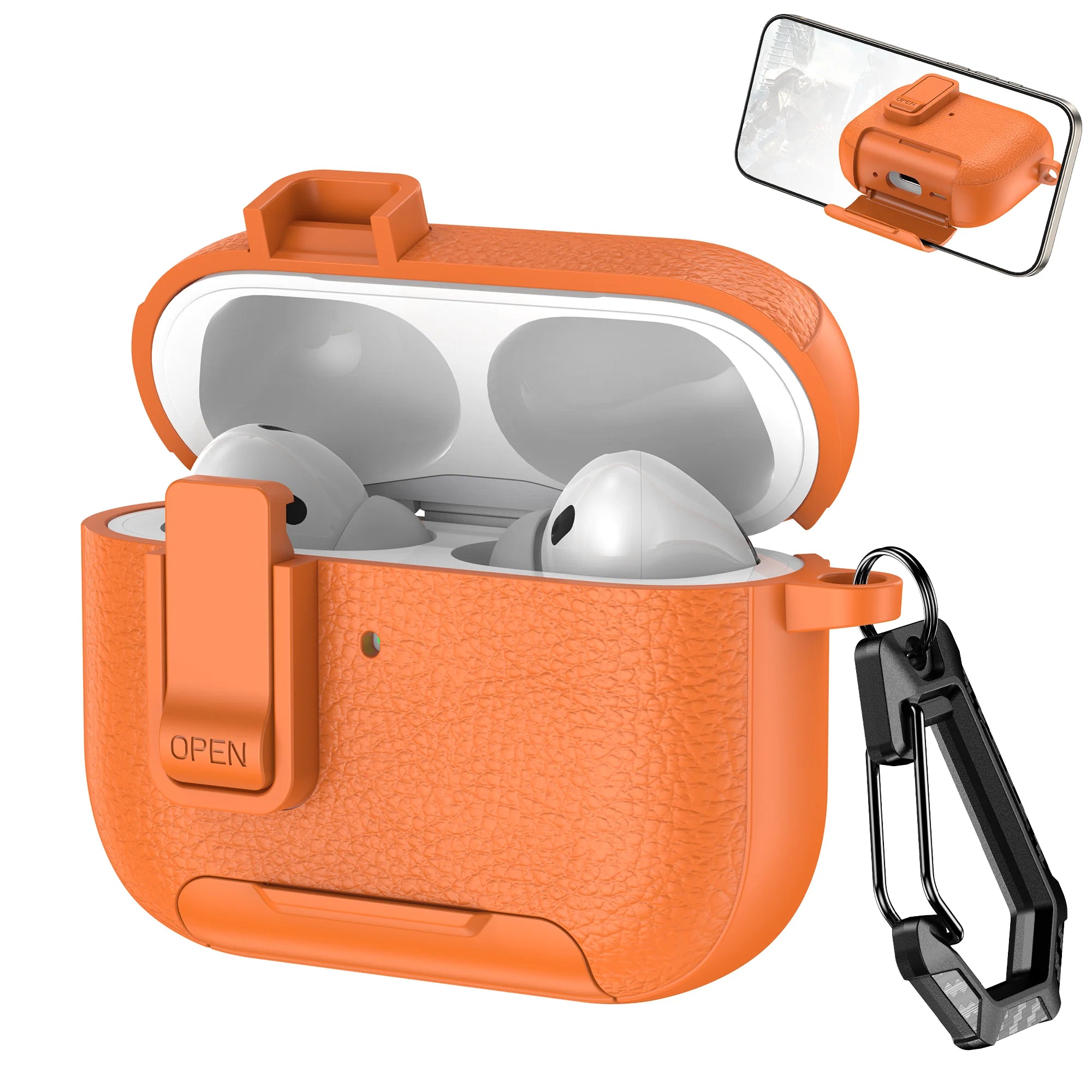 New Earphone Cover For AirPods Pro 3 3rd Generation Protective Case With Secure Lock Invisible Phone Stand Leather Texture Cover